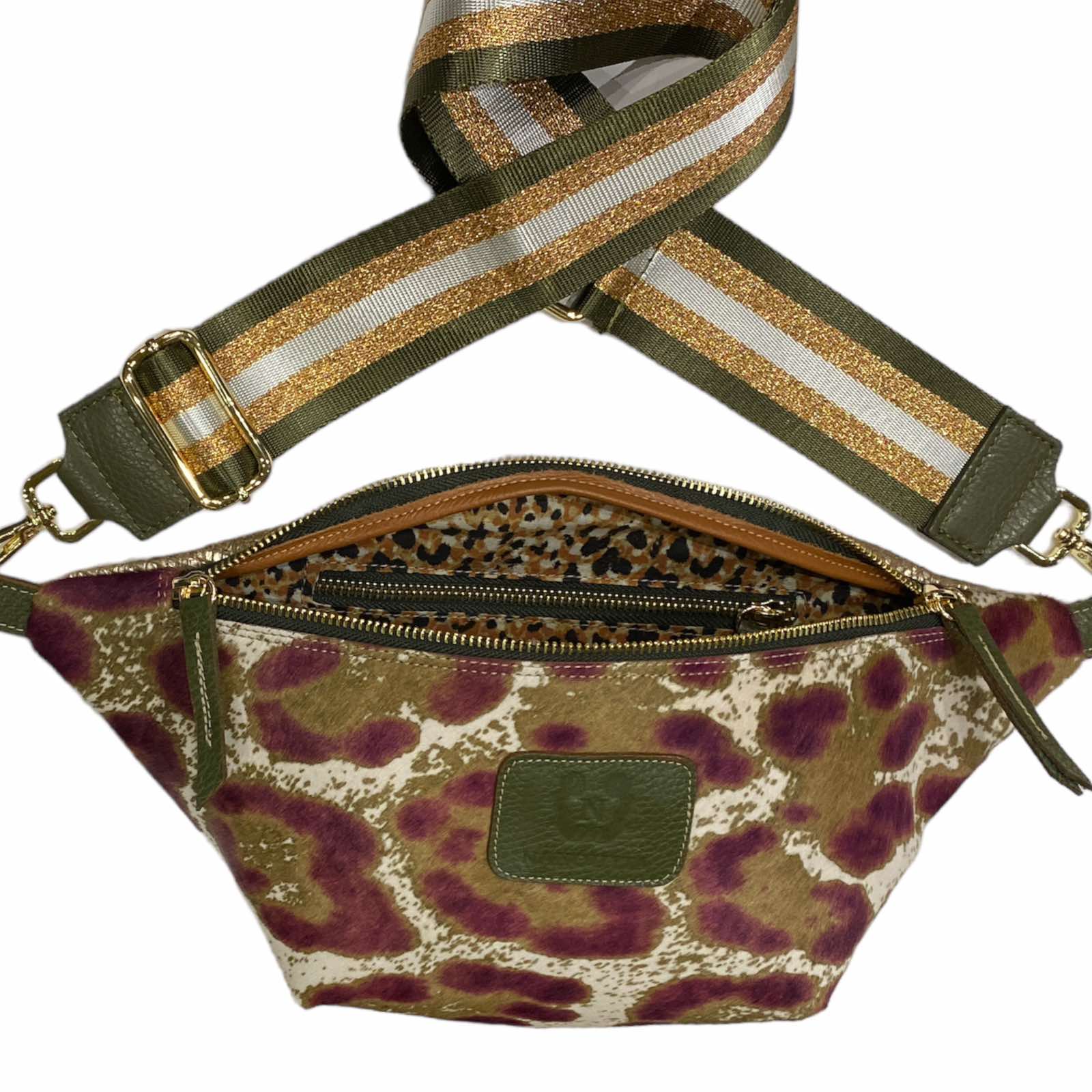 REGULAR.ART MAGENTA ANIMAL-PRINT LEATHER BELT BAG