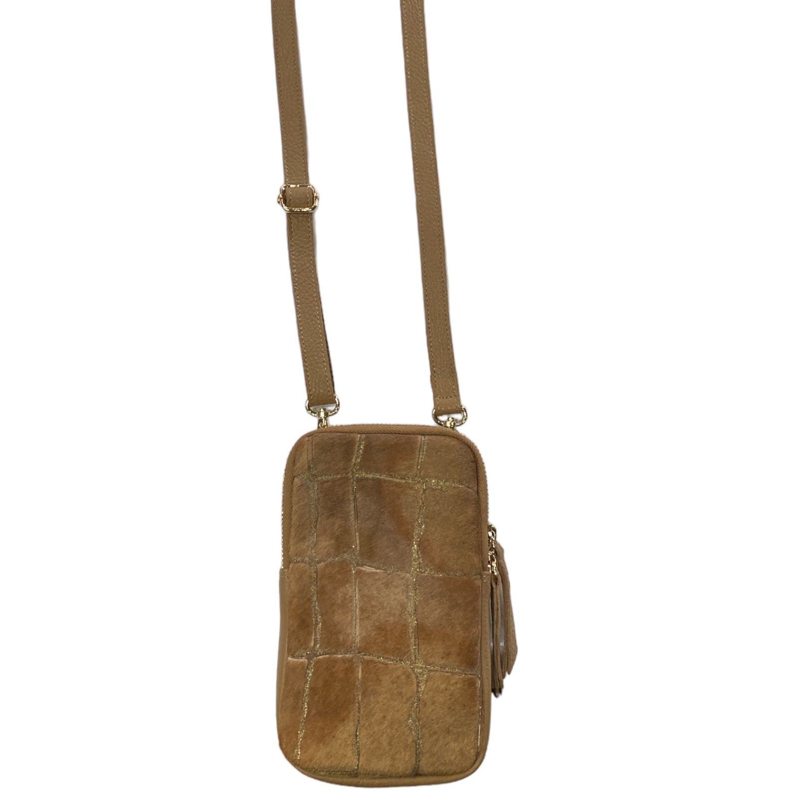 Beige calf-hair mobile leather case