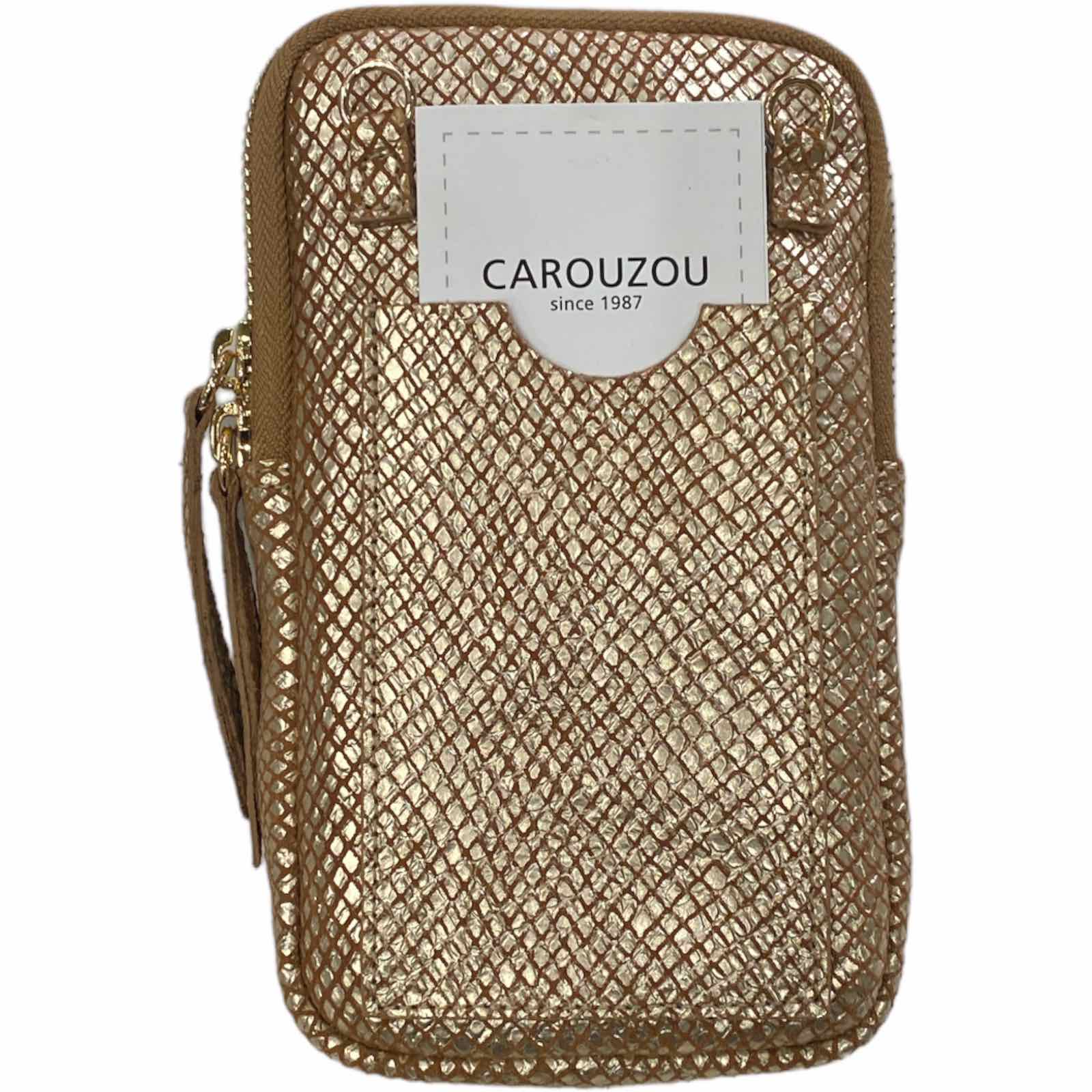 Off-white and gold vintage calf-hair mobile leather case