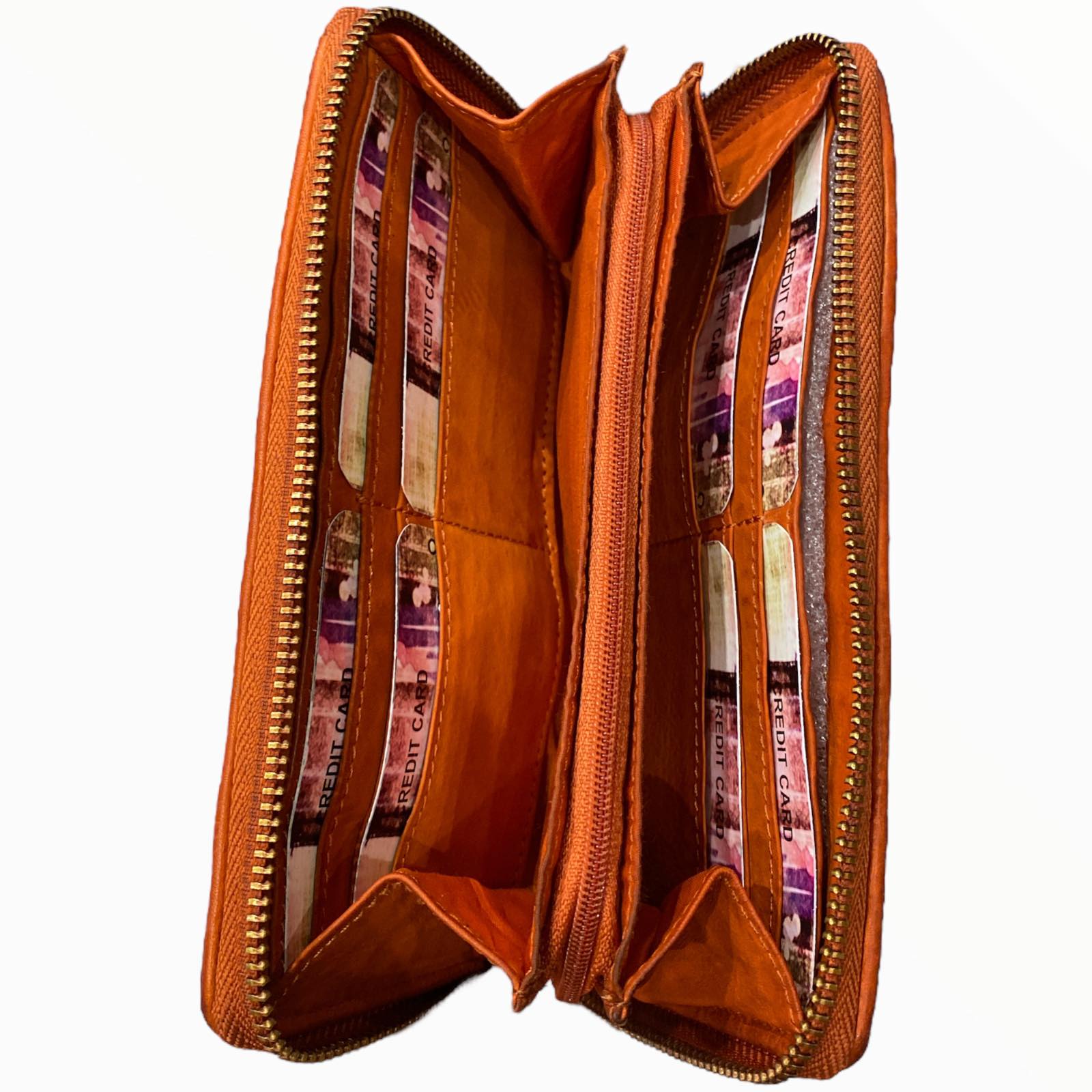 Leather handwoven zip around wallet