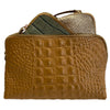 Carouzou box trio L camel, olive green and gold