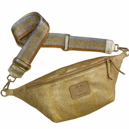XL yellow gold leather belt bag