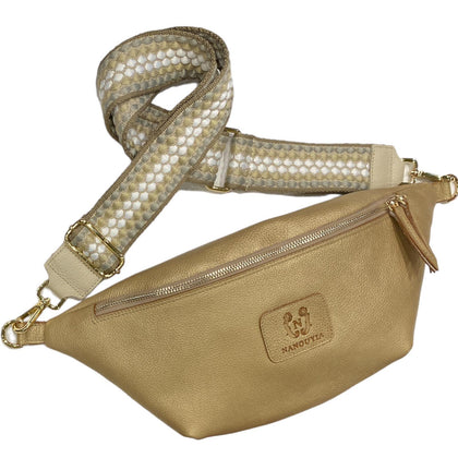 XL gold matte leather belt bag
