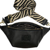 REGURAL.BLACK SOFT LEATHER BELT BAG WITH ZEBRA-STRAP