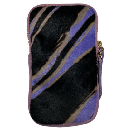 Black and lilac calf-hair mobile leather case