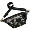 Black and silver vintage calf-hair leather belt bag