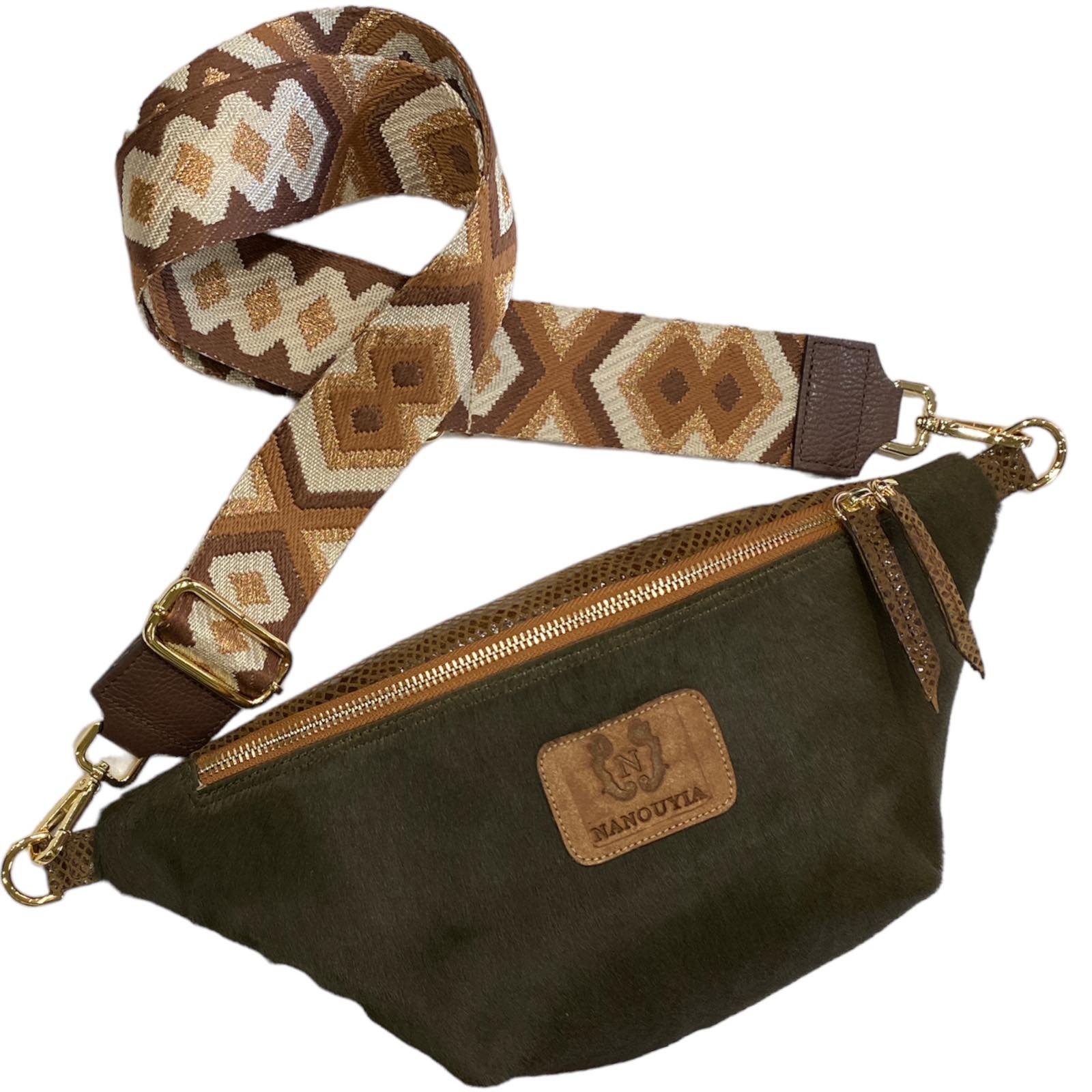 REGULAR. BROWN ART LEATHER BELT BAG