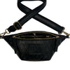 MINI. BLACK QUILTED LEATHER BELT BAG