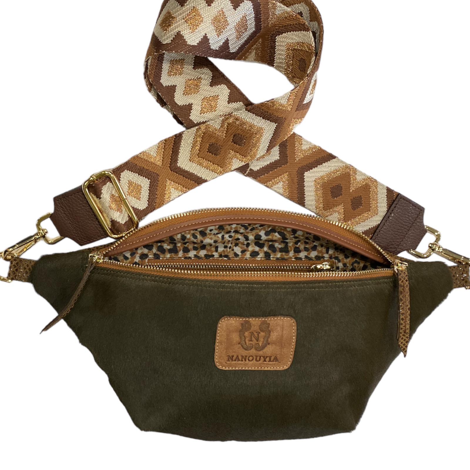 REGULAR. BROWN ART LEATHER BELT BAG