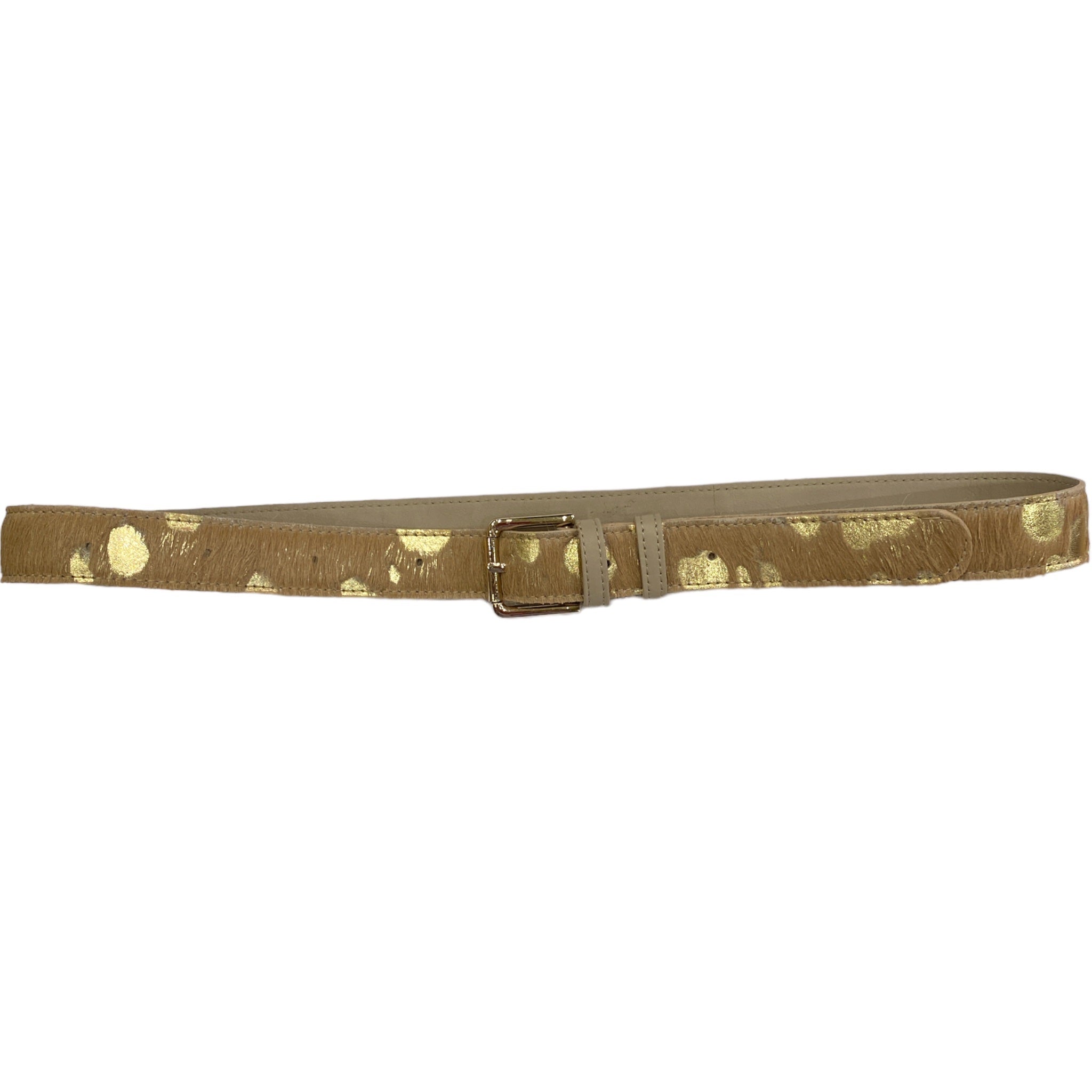 Carouzou beige and gold calf-hair leather belt