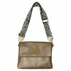 MANDY. GOLD STATEMENT LEATHER BAG