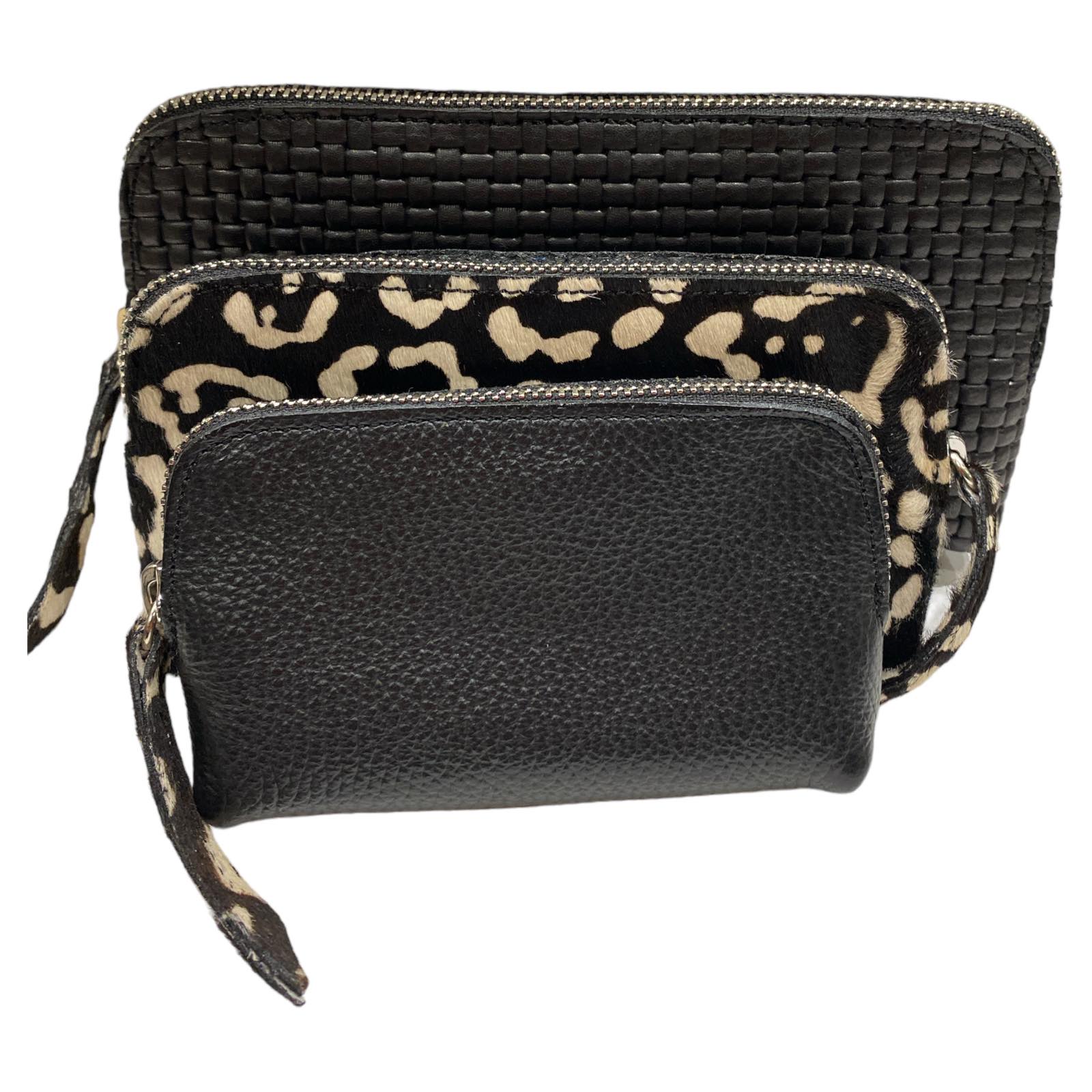 Carouzou box trio black and leo-print calf-hair