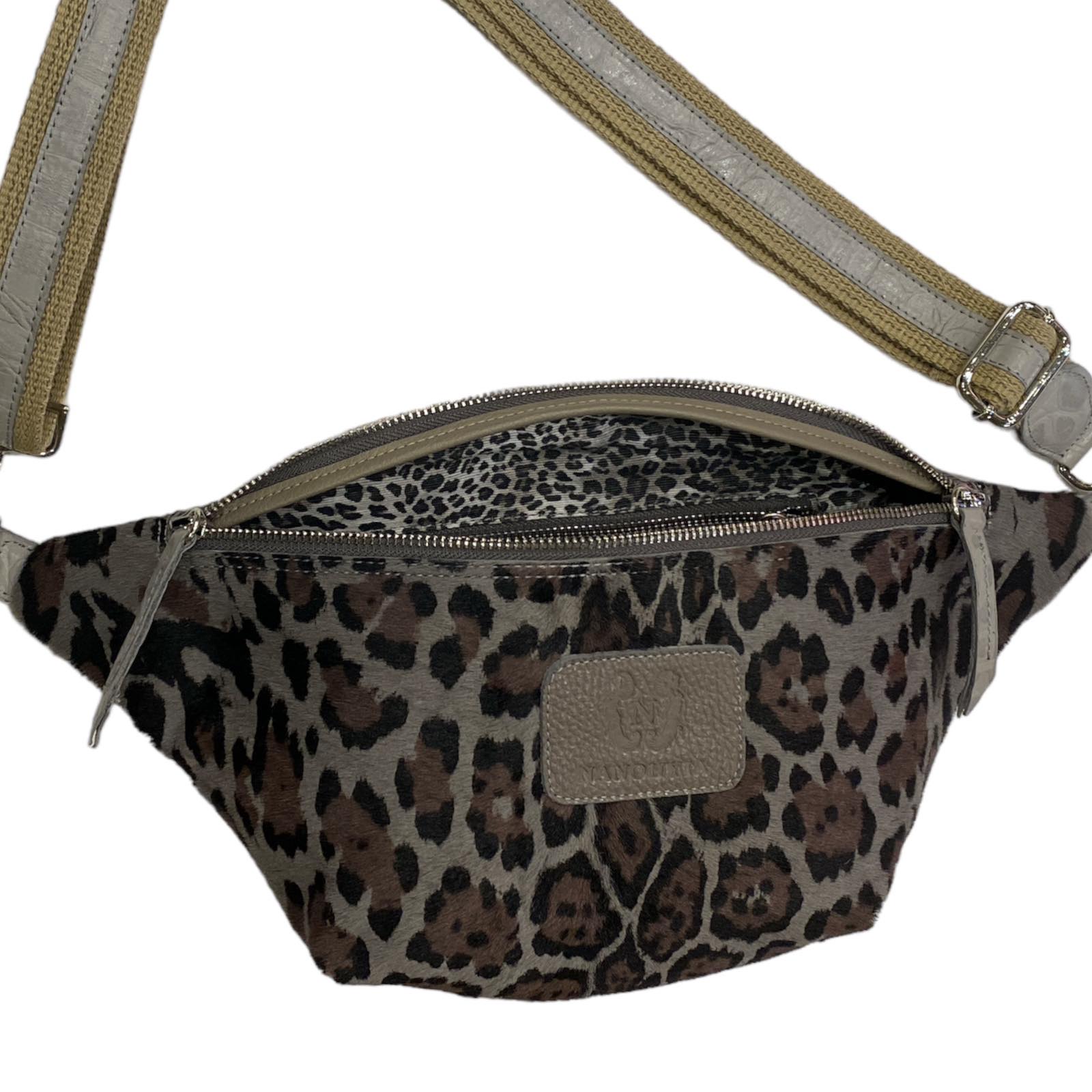REGULAR.GREY LEO-PRINT ART LEATHER BELT BAG