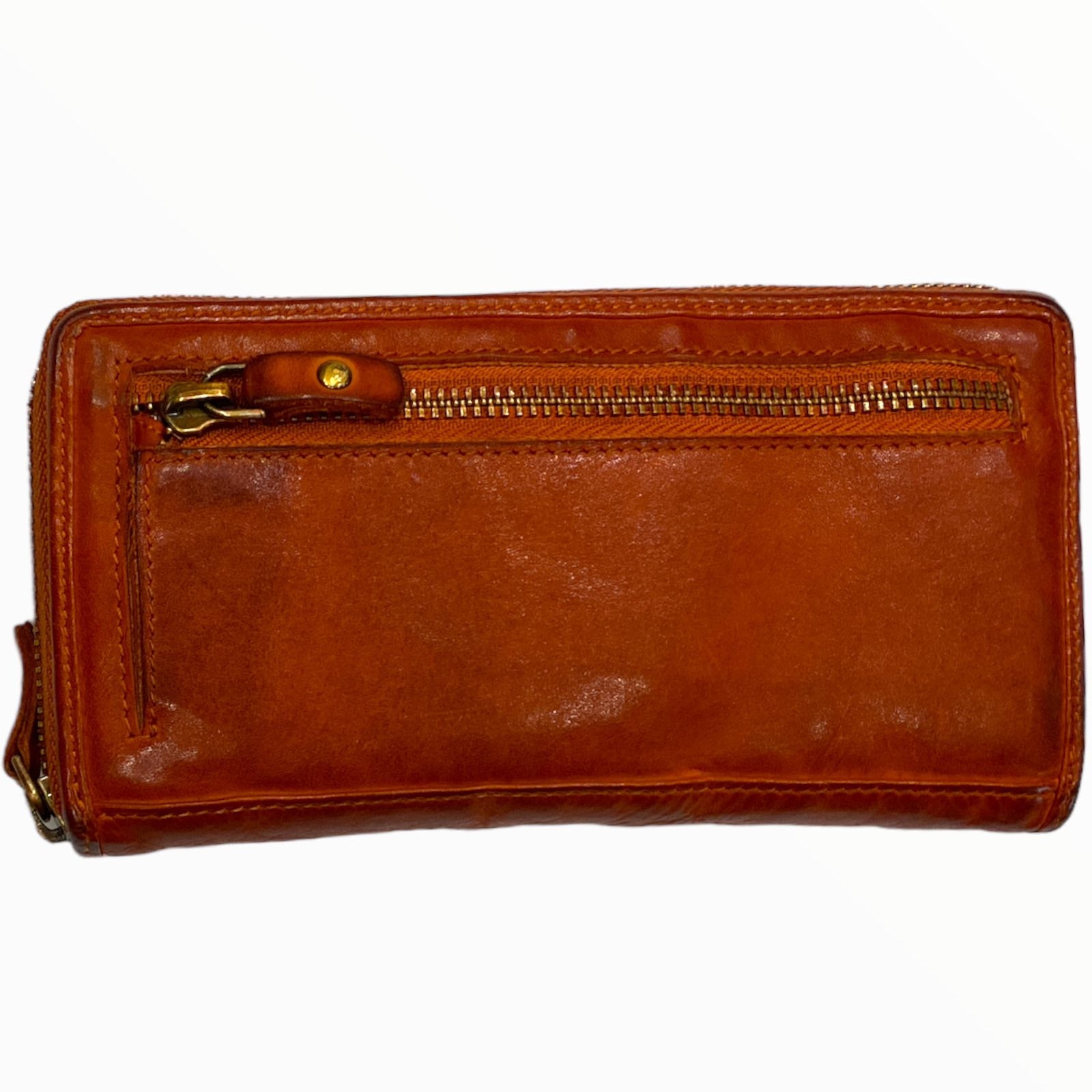 Leather handwoven zip around wallet