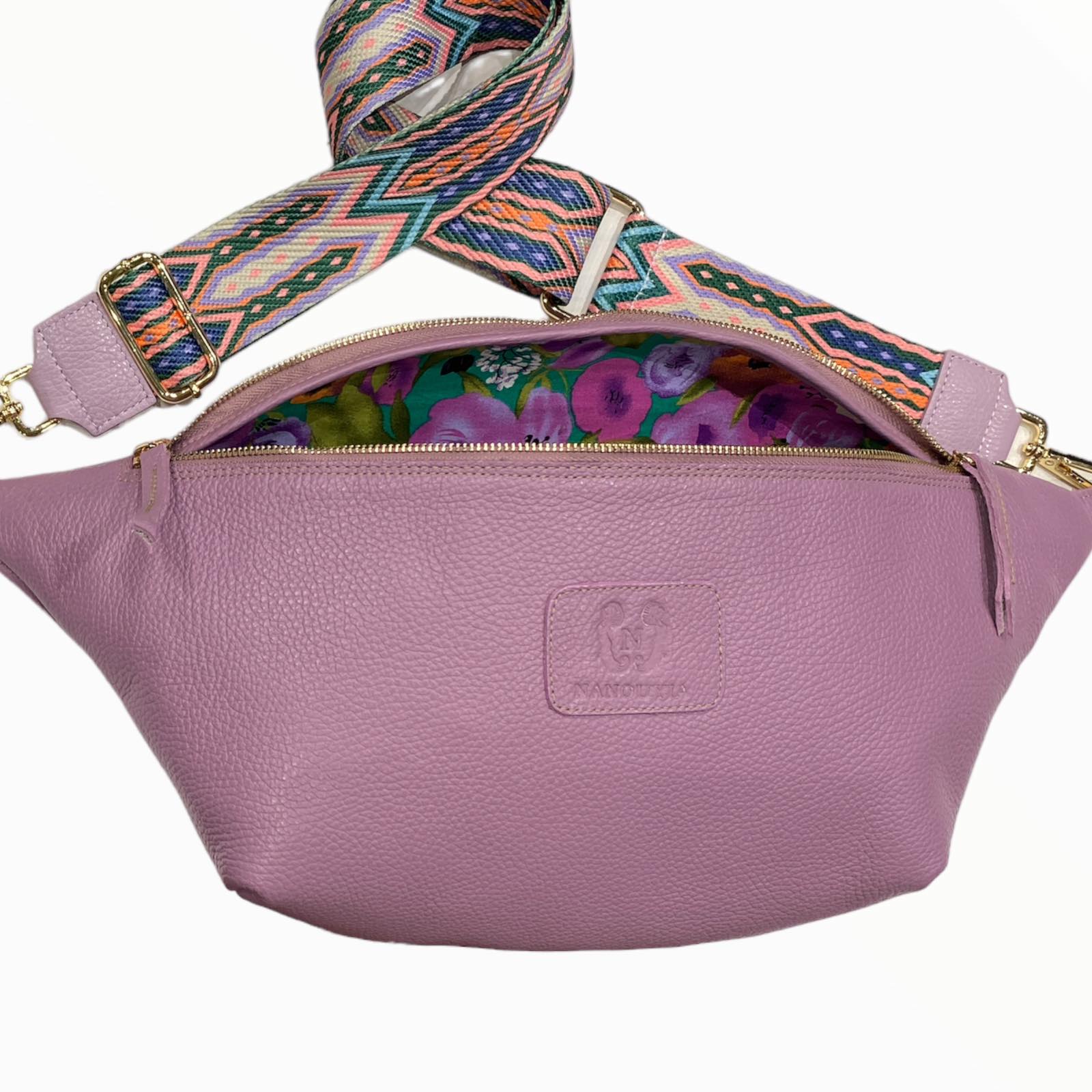 XXL lilac leather belt bag