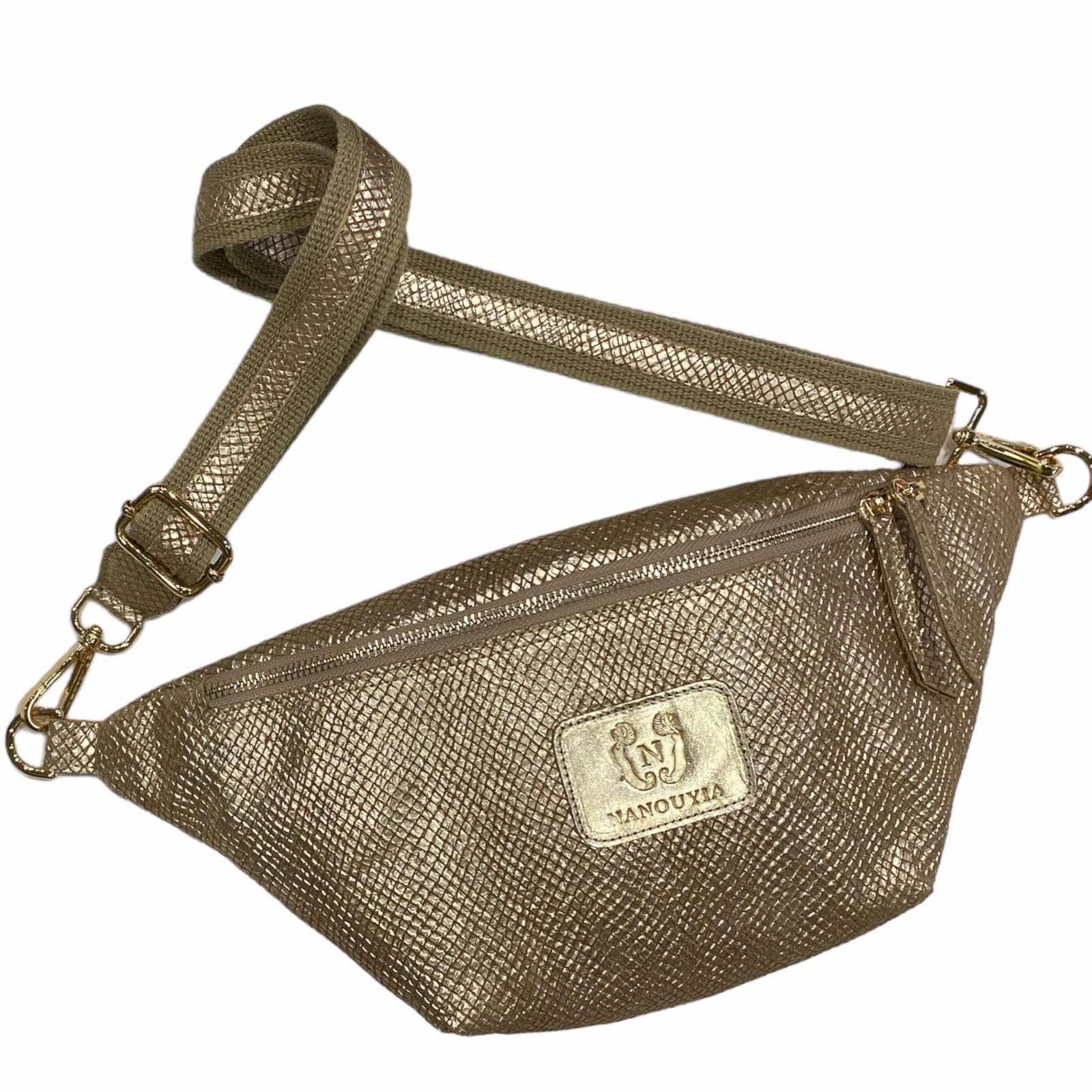 Gold leather belt bag