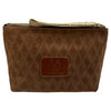 Brown quilted suede leather beauty case