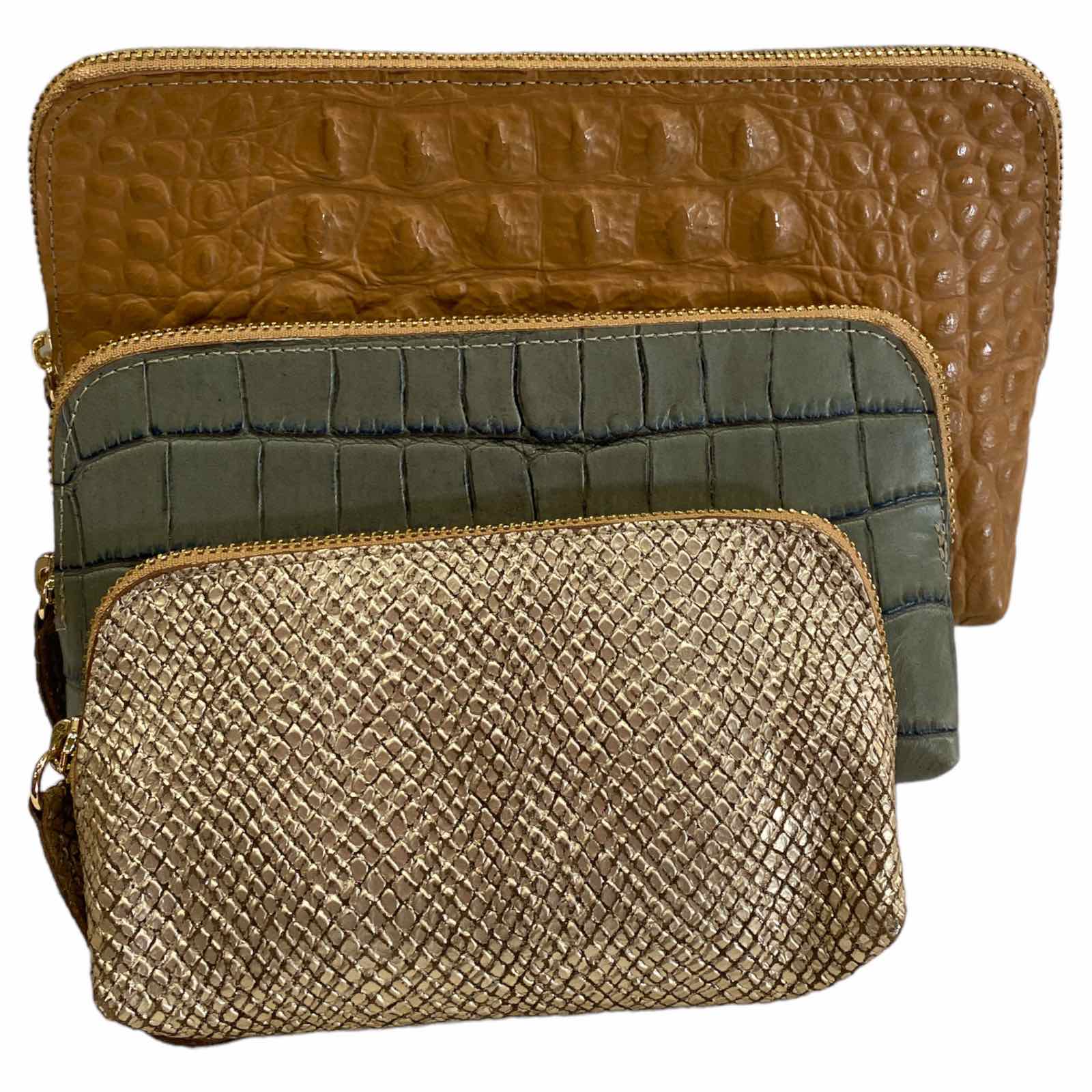Carouzou box trio L camel, olive green and gold