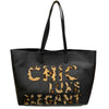 Black and leo-print chic leather shoulder bag