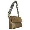 MANDY. GOLD STATEMENT LEATHER BAG
