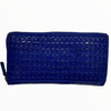 Leather handwoven zip around wallet