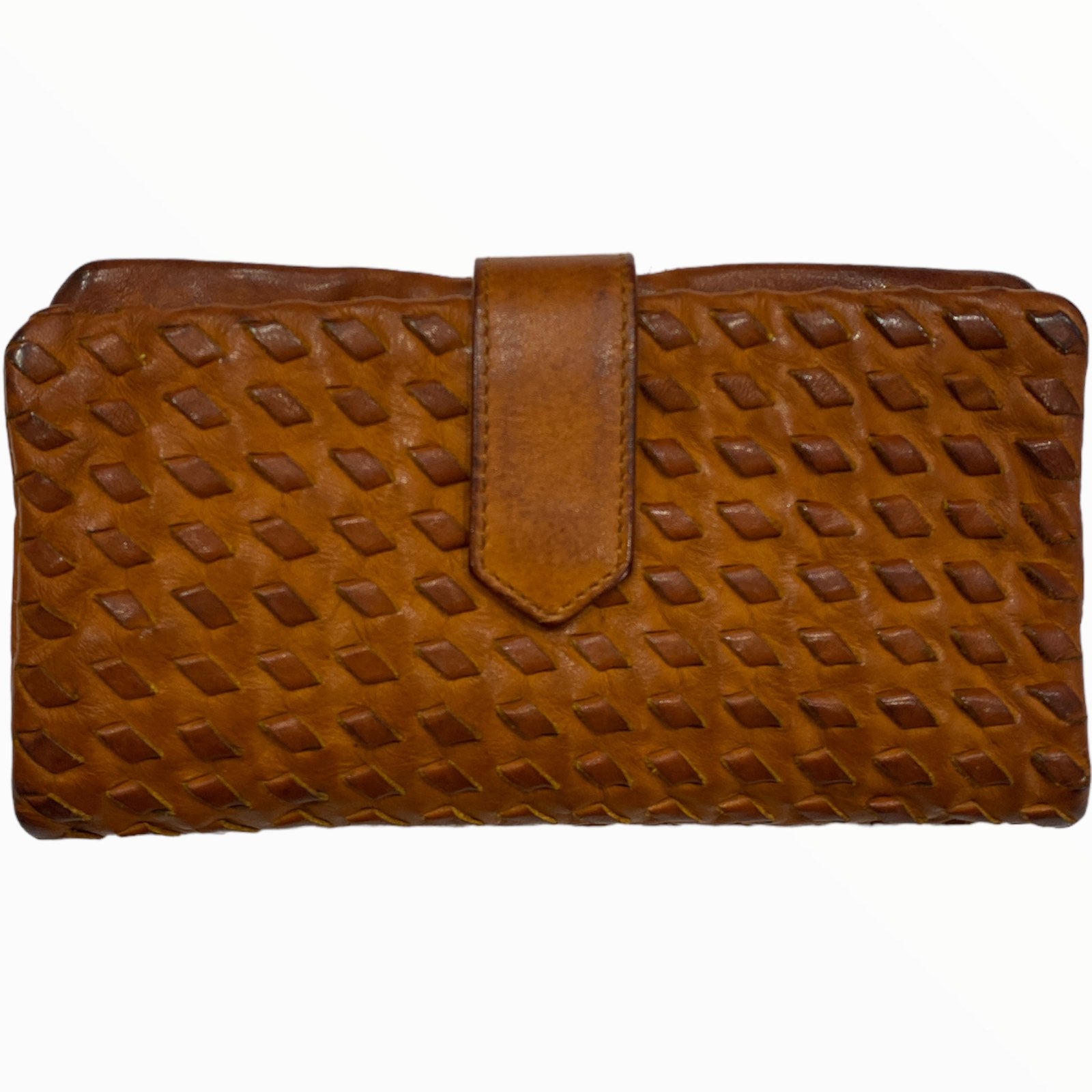 Leather handwoven big wallet