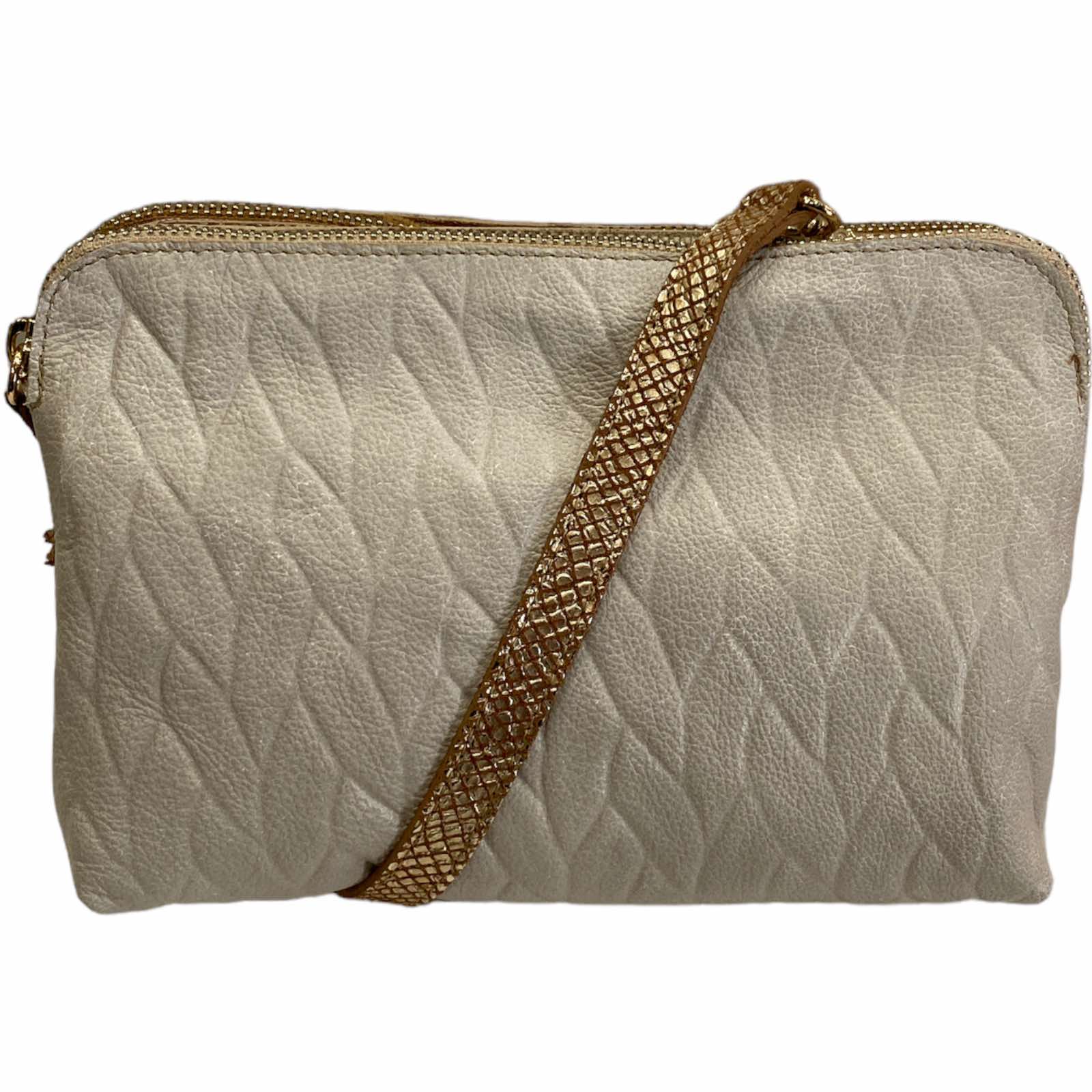 XL off-white and gold leather double box