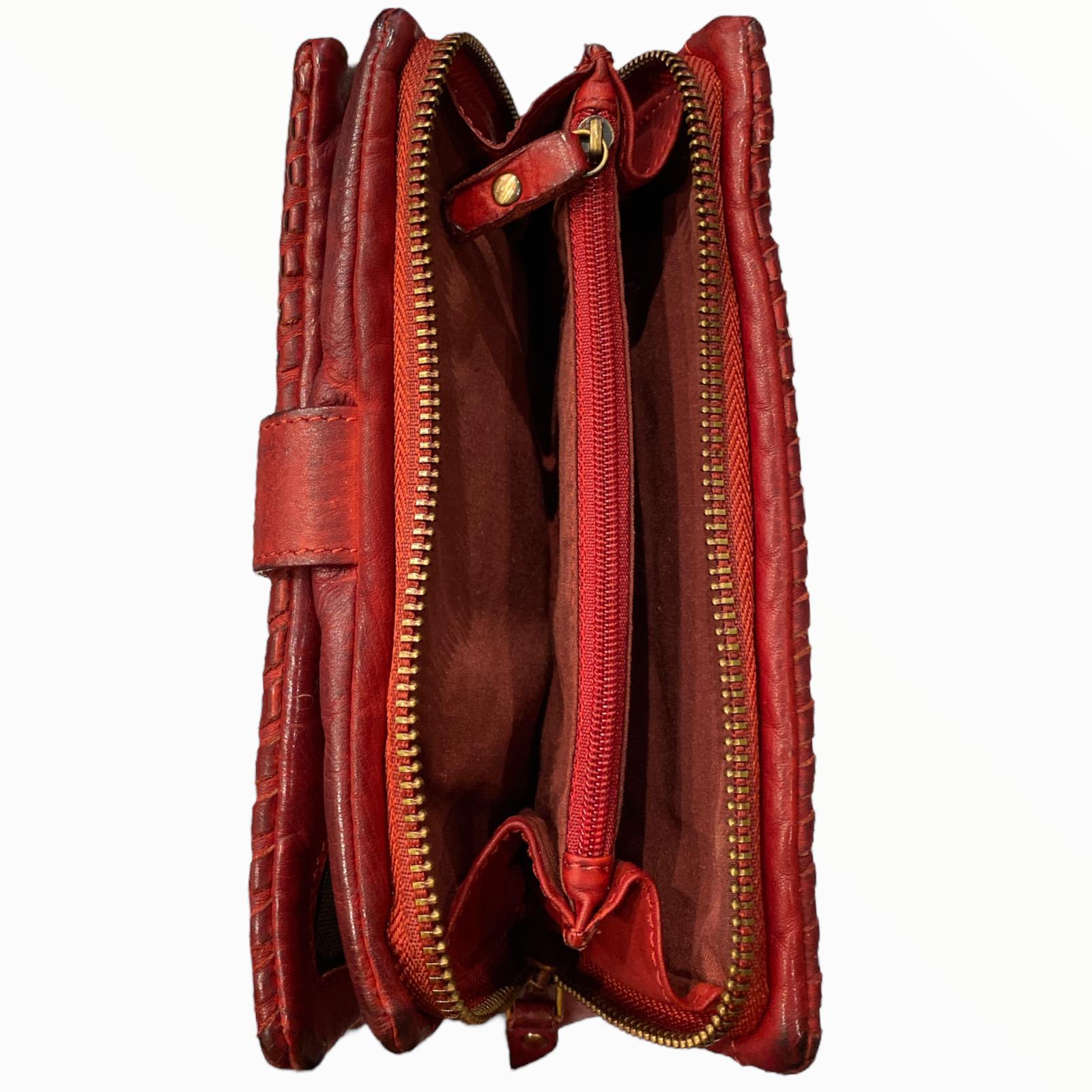 Leather handwoven big wallet