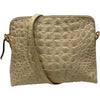 Box XXL. Beige alligator-print leather messenger bag