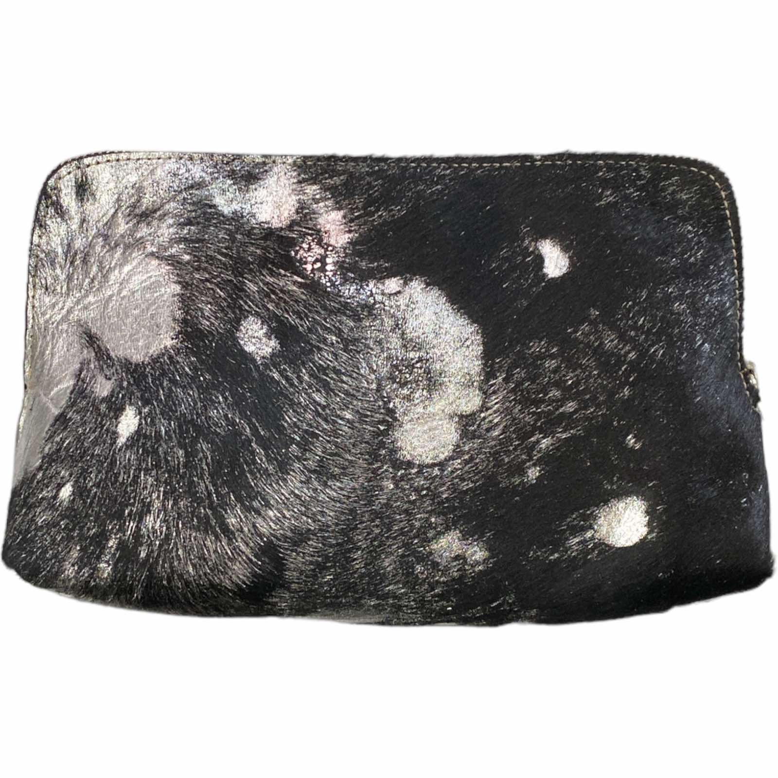 Box XL. Black and silver vintage calf-hair leather messenger bag