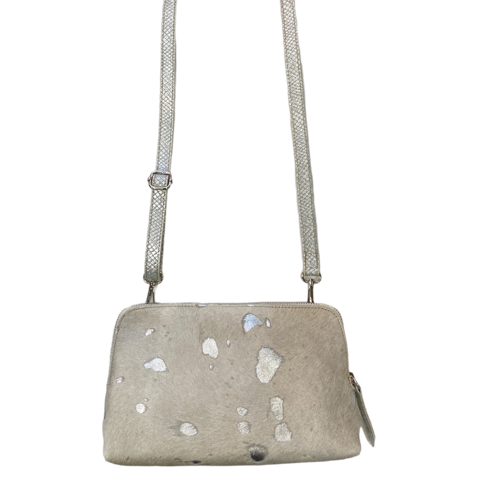 Box XL. Off-white and silver vintage calf-hair leather messenger bag