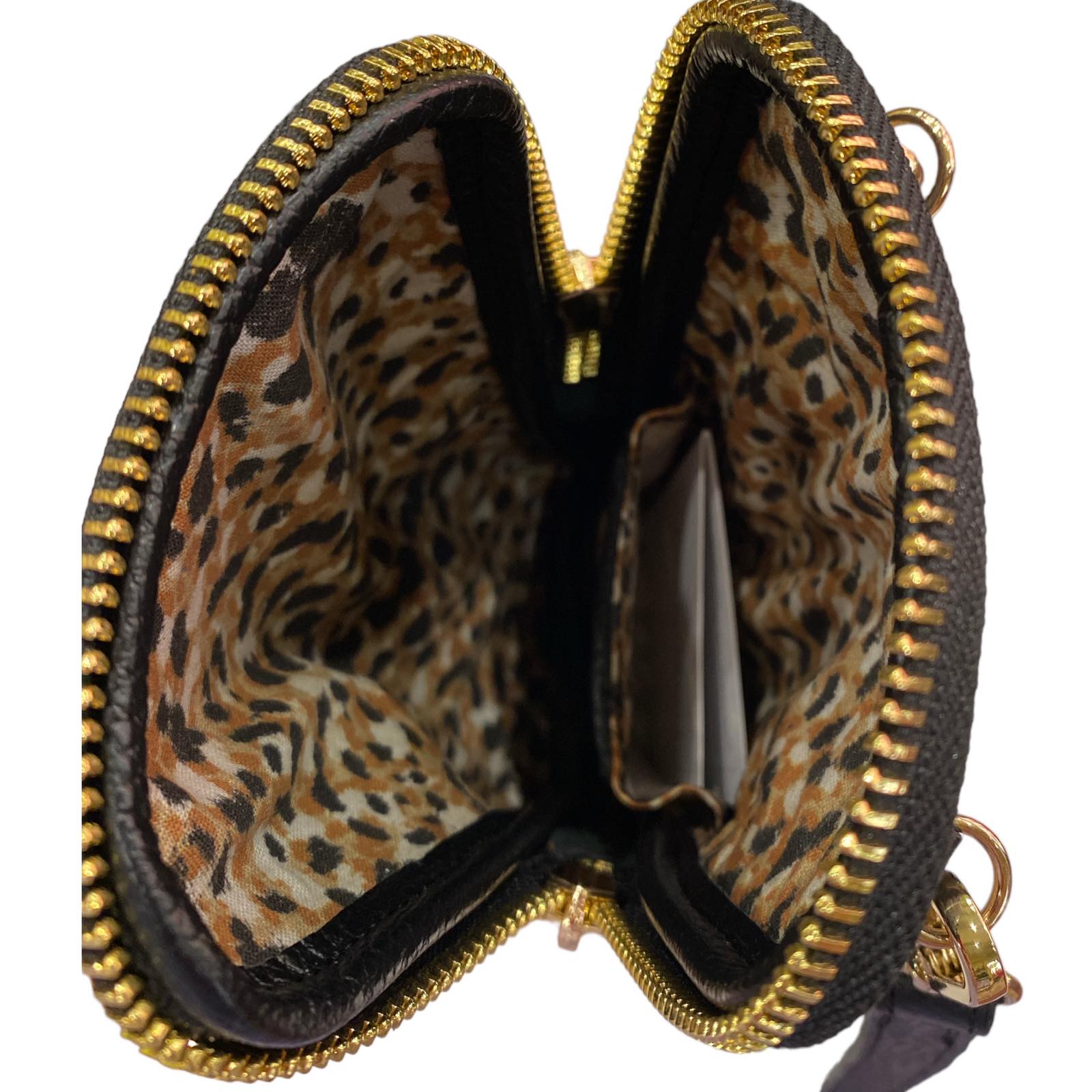 Black and gold vintage calf-hair mobile leather case