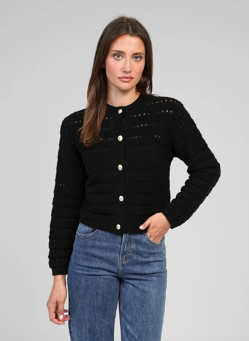 BLACK CARDIGAN WITH GOLD DETAILS