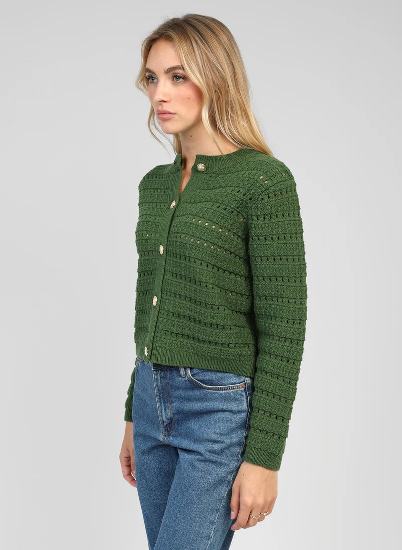 GREEN CARDIGAN WITH GOLD DETAILS