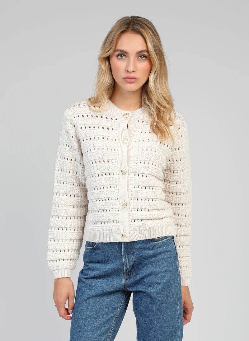 BEIGE CARDIGAN WITH GOLD DETAILS