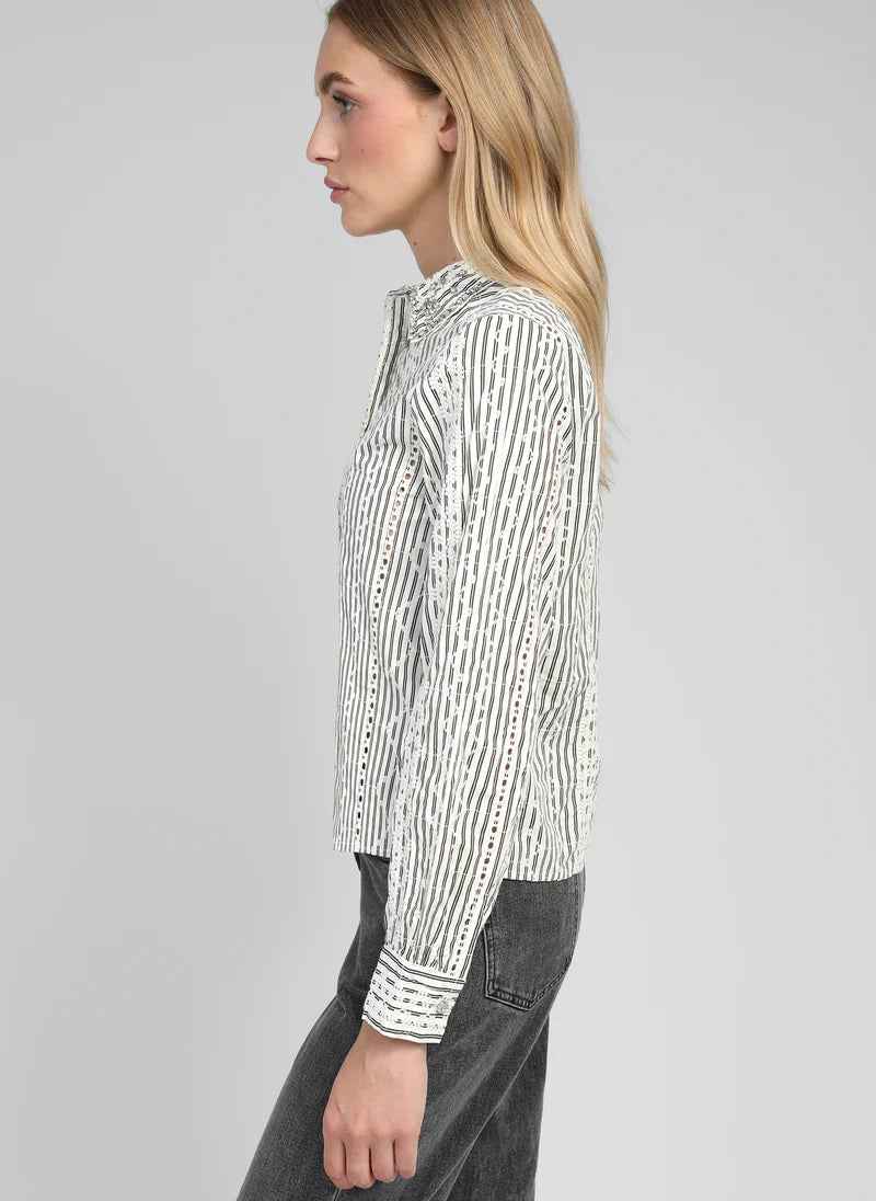 CRYSTAL NECK DETAILS LUXURY SHIRT