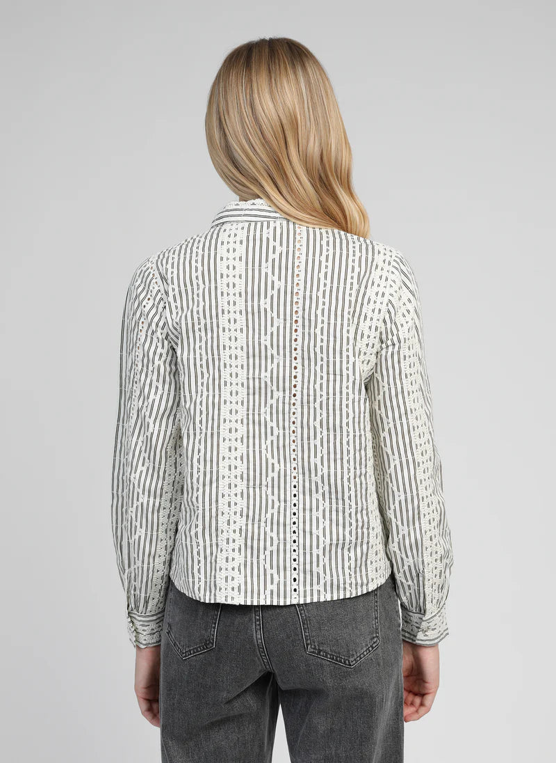 CRYSTAL NECK DETAILS LUXURY SHIRT