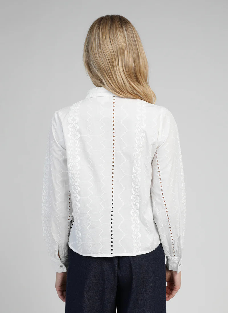 CRYSTAL NECK DETAILS LUXURY WHITE SHIRT