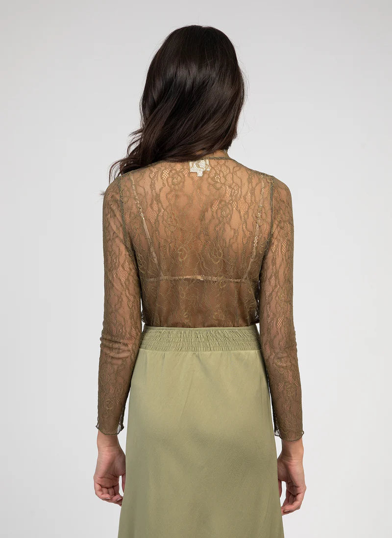 OLIVE GREEN CHIC LACE TOP