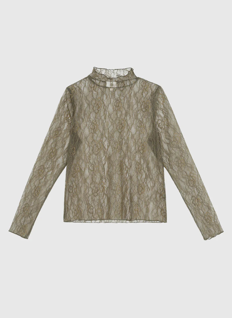 OLIVE GREEN CHIC LACE TOP