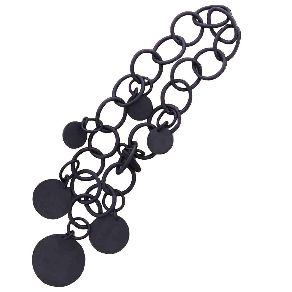 BLACK ART CYRCLES LONG NECKLACE