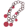 RED AND BROWN ART CYRCLES LONG NECKLACE