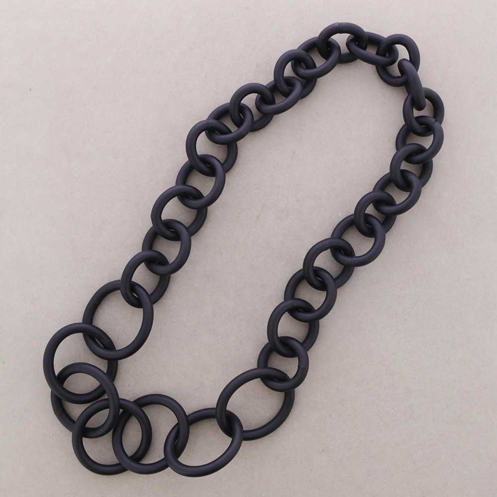 BLACK RUBBER CHAIN LONG NECKLACE