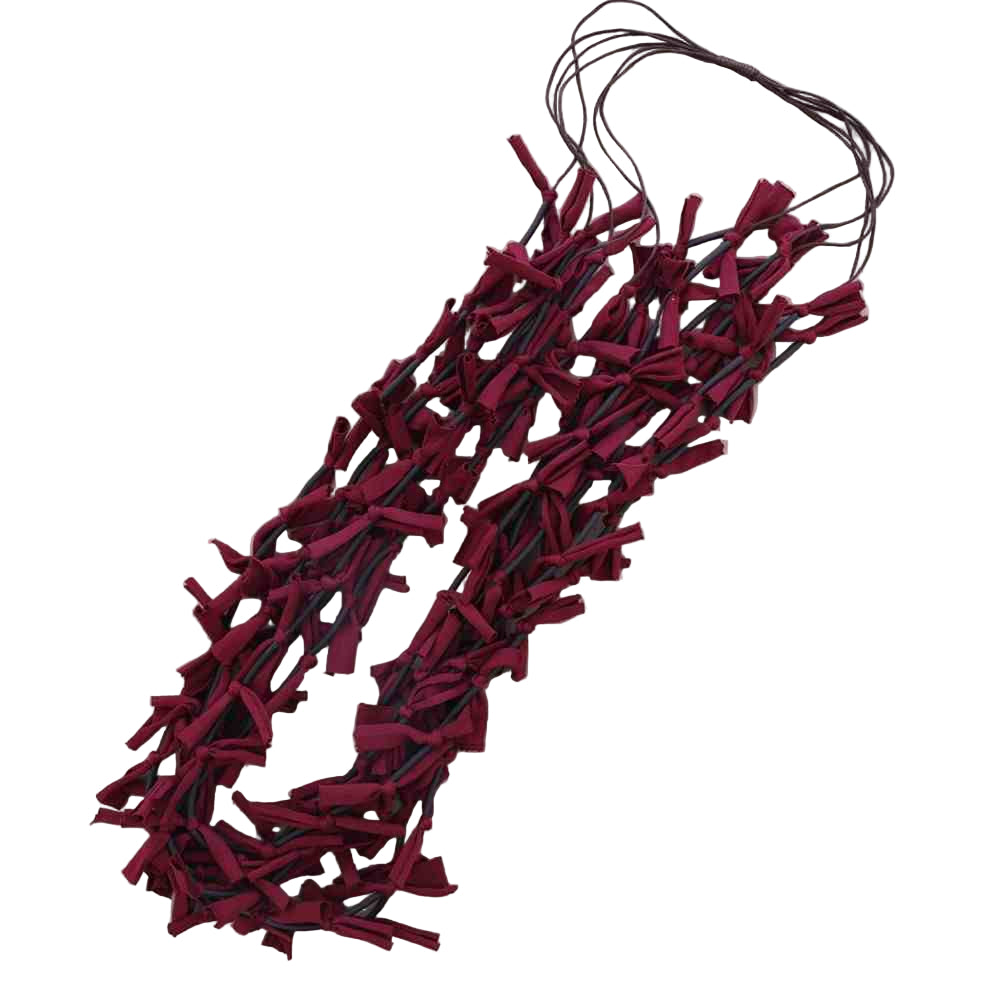WINE RED ART TEXTIL LONG NECKLACE
