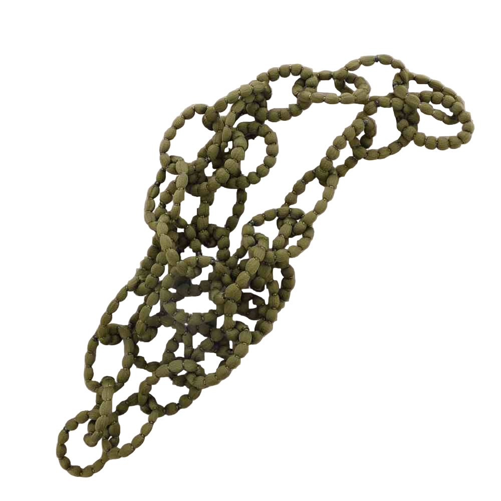 OLIVE GREEN ART TEXTIL CHAIN LONG NECKLACE