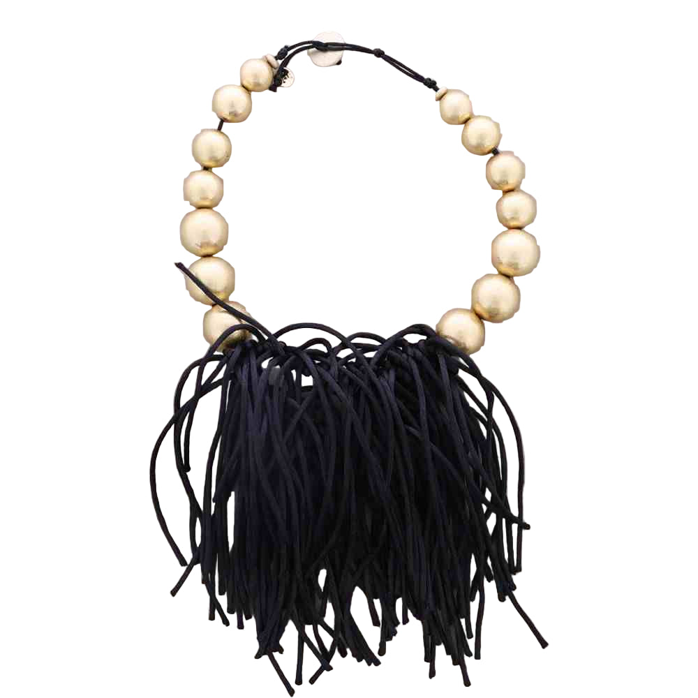 GOLD MATTE NECKLACE WITH BLACK ART DETAILS