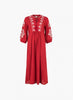 MINOAN RED CHIC EMBROIDERY DRESS