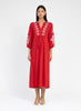 MINOAN RED CHIC EMBROIDERY DRESS