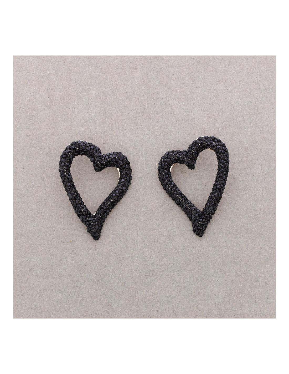 BLACK HEART CRYSTAL STUDS