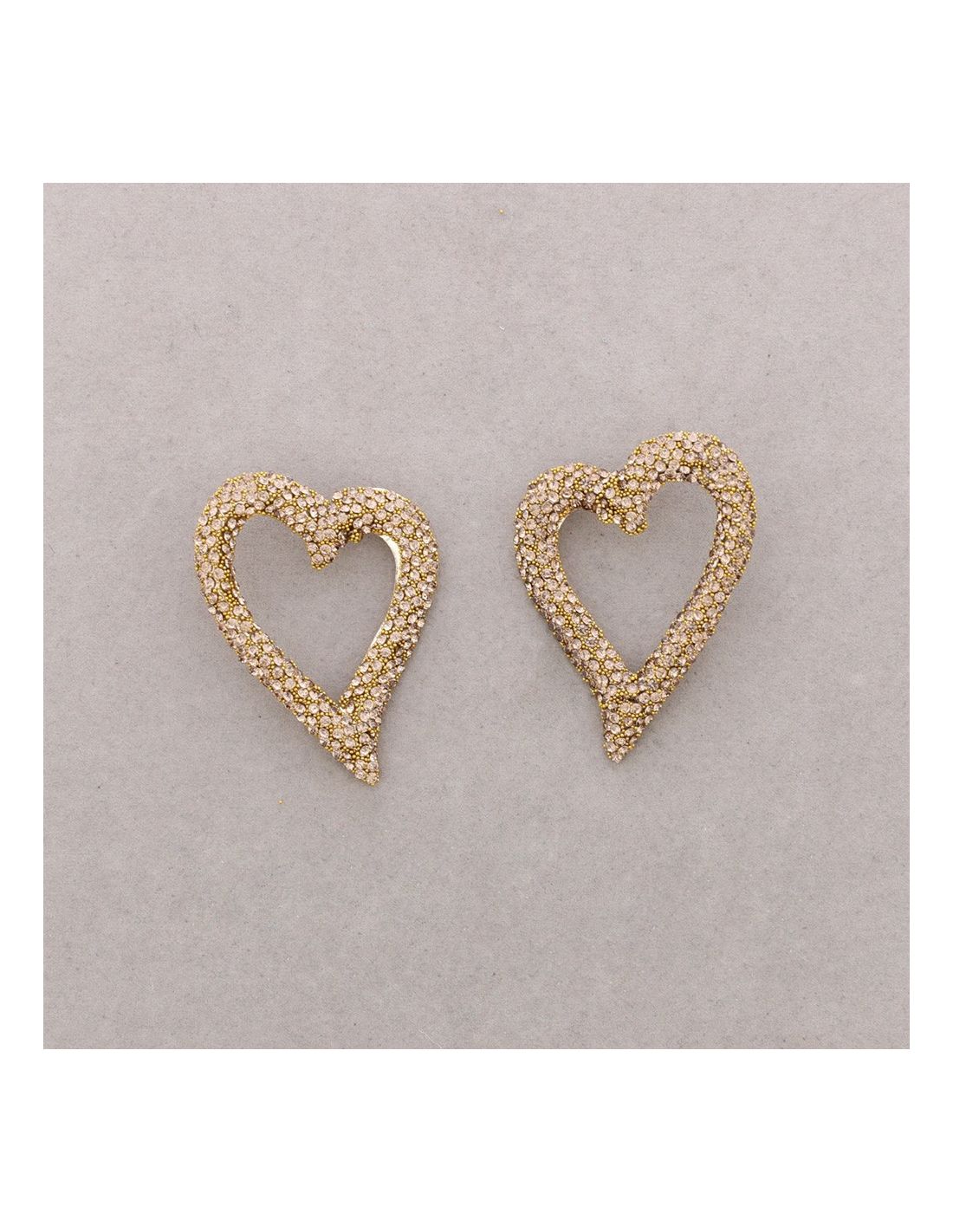GOLD HEART CRYSTAL STUDS